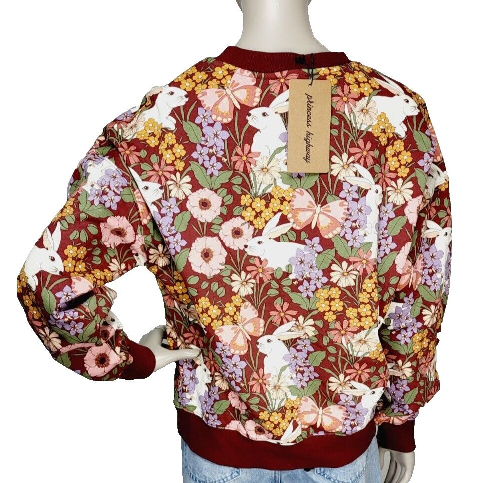 Princess Highway Garden Rabbit Crewneck Chocolate Pullover Sweater Size 8 — image 6 of 8